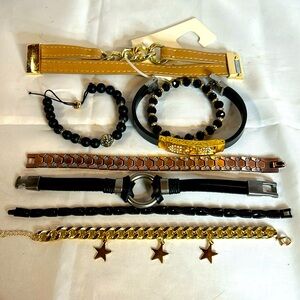 8 Bracelets.Gold/Black/Tan/Copper NWT